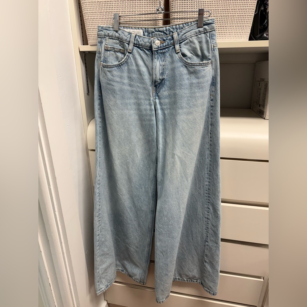 Zara Light Blue Wide Leg Jeans